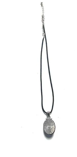Women's Black Corded Round Pendant Necklace Fashion Statement Accessory thumbnail 2