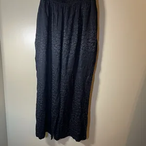Nine West Black Leopard Print Wide Leg Pants Large thumbnail 4