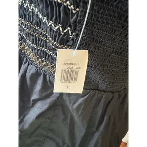Old Navy Smocked Babydoll Tank Top Large Black/Brown Cotton Boho Festival NEW thumbnail 3