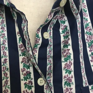Cherokee Vintage 90s Western Style Floral Stripe Button Up Shirt Blue Purple M thumbnail 7