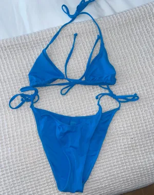 SKIMS Electric Blue Triangle String Bikini Set thumbnail 1