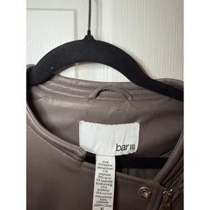 Bar III Taupe‎ Moto Jacket XL Faux Leather thumbnail 4