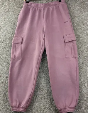 Aritzia Tna Mega Fit Cargo Joggers Women M Cozy Sweatfleece Pink Oversized Baggy thumbnail 1