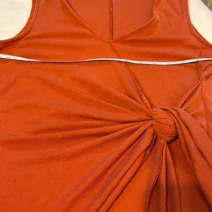 Anthropologie- DREW Twist Front Knotted Mini Dress Rust Orange- Size XS thumbnail 6