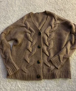 Charlotte Russe Chunky brown knit button down cardigan. Size Medium thumbnail 1