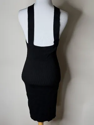 Abercrombie Black Elevated Rib Knit Cross Strap Mini Dress thumbnail 7