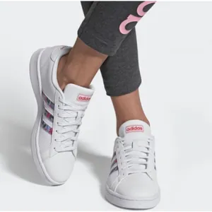 Adidas Grand Court Sneakers Womens 6.5‎ White Floral Print Low Top Tennis Shoes thumbnail 5