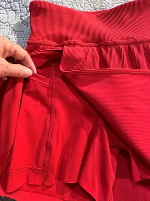 SPANX Get Moving Contour Rib Front Slit Skort True Red Sz XS👽🧡 thumbnail 4