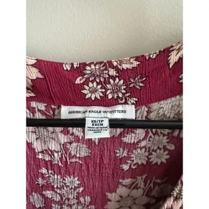 American Eagle Boho Floral Lace Up Mini Dress Maroon XS thumbnail 2