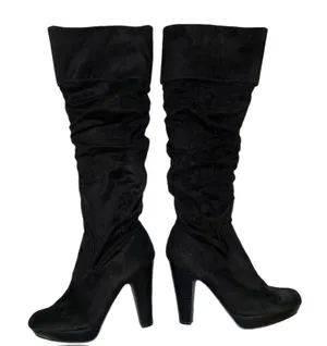Black Knee High Heel Boots Size 7.5 thumbnail 1