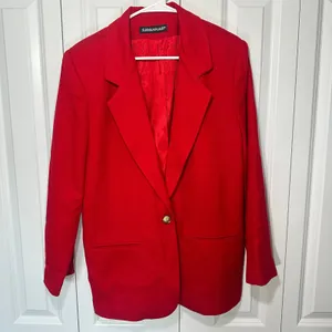 Savannah Blazer Womens 12 Red Pure Wool Single Button Vtg USA Made Holiday Suit thumbnail 2