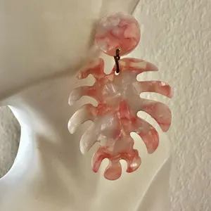 Acrylic leaf statement earrings thumbnail 2