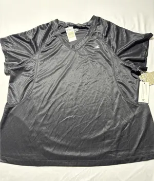 Champion Plus Double Dry Black Mesh Active Tee 2X New with T thumbnail 1