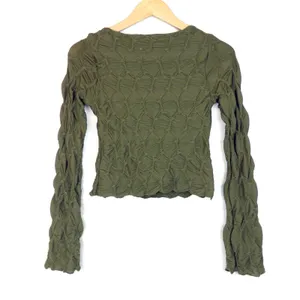 See You Monday Textured Scrunch Top Womens S Olive Green Long Sleeve Grunge 90s thumbnail 8