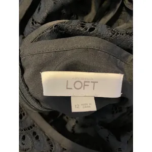 Loft Lace Shift Dress Floral Black Keyhole Back Ribbon Tie Elegant Cap‎ Sleeve thumbnail 9