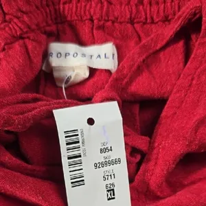 Aeropostale‎ NWT Tie-Neck Empire Dress Red Linen Blend Women's XL thumbnail 4
