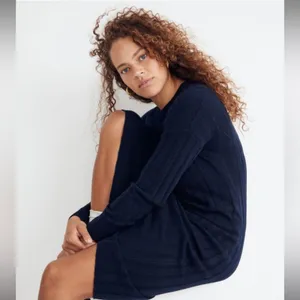 NWT Madewell Navy Ribbed Wool Blend Midi Sweater Dress Size Small thumbnail 2