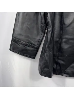 Pamela Dennis L Black Genuine Leather Snap Front Jacket Size L thumbnail 4