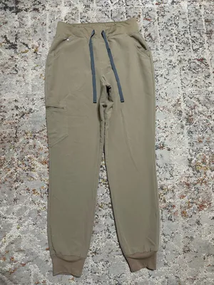 FIGS High waist Zamora jogger pants size Small khaki tan color thumbnail 9