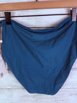 Quince Italian High-Rise Bikini Bottom Teal Size large thumbnail 3