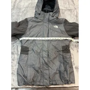 The North Face HyVent Jacket Womens Grey Black Hooded Waterproof Coat M thumbnail 7