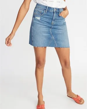 Womens Old Navy High Waisted Frayed Raw Hem Distressed Jean Skirt - Sz 2 thumbnail 1