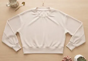 Lululemon Ribbed Softstreme Perfectly Oversized Cropped Crew in Bone Size M thumbnail 1