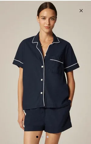 J. Crew Pajama short set in end-on-end cotton thumbnail 1