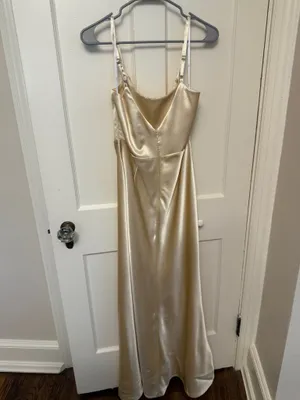 Lulus Champagne Satin Dress thumbnail 4
