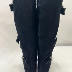 Alfani Vermont Suede Leather Shearling Triple Buckle‎ Riding Boot Women 7 Black thumbnail 4