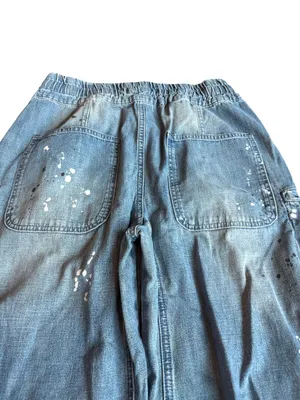 We The Free People Modern Love Jeans Paint Splatter Drawstring Size Medium Women thumbnail 9