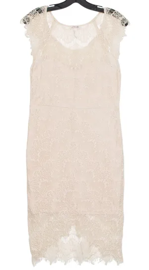 Free People Peek A Boo Slip Dress Lace Sheer M Boho Coquette Fairycore Romantic thumbnail 1