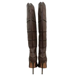 L.A.M.B Gwen Stafani Tan Brown Leather‎ Knee High Stiletto Boots 7.5 thumbnail 4