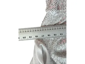Women White Sequin Mini V Neck Loose Dress thumbnail 5