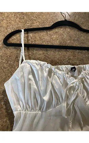 Zaful Sexy Spaghetti Straps Crop Top Women Summer Silk Satin Bow Ruched Camis Tops Sleeveless Backless Female Skinny Camisole thumbnail 12