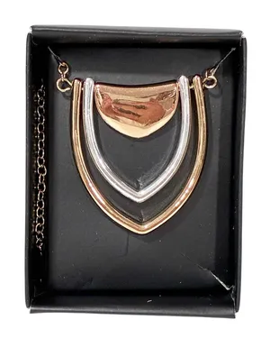 Gold & Silver Tone Modernist Necklace Jewelry NEW thumbnail 1
