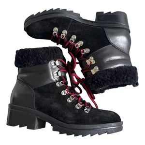 Marc Fisher LTD Brylee Black Leather Suede‎ Shearling Hiking Boots 6.5M thumbnail 3