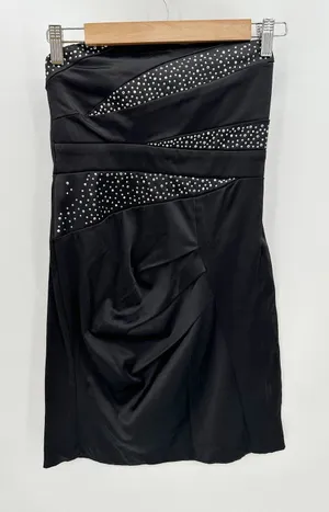 Trixxi Y2K Black Studded Strapless Mini Dress Juniors Size 3‎ HOCO Whimsigoth thumbnail 1