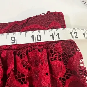 Lace Midi Skirt Burgundy Floral Scalloped Hem High Waist Size Small thumbnail 4