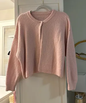 Daily Drills Pink Single Button Cardigan Sweater thumbnail 1