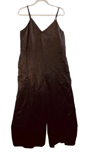 Athleta Calm‎ Cool Jumpsuit M Black Cupro Wide Leg Strappy Minimalist Chic Flowy thumbnail 1