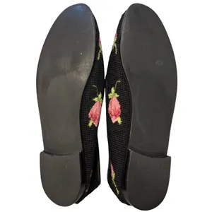 VTG Floral Needlepoint Loafers Rose Tapestry Smoking Slipper Grandmacore 10 thumbnail 9