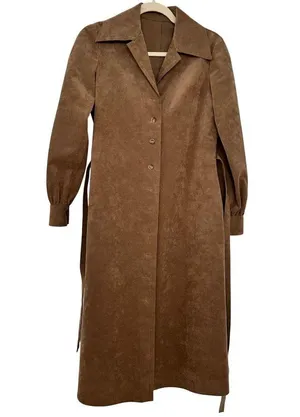 Vintage 70s Faux Suede Button Front Belted Jacket/Dress Sz S/M thumbnail 10