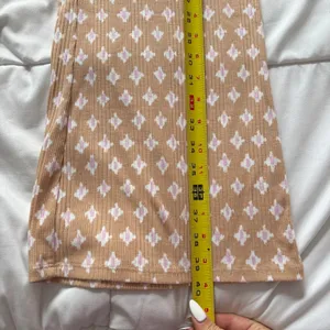 Aerie Ribbed Pajama Pants XL Tan White Diamond Print Wide Leg Lounge Bottoms thumbnail 2