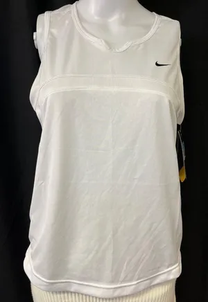 Nike Dri-Fit Women's White Tennis Shirt/Tank Top Sz M SKU 4667 thumbnail 1