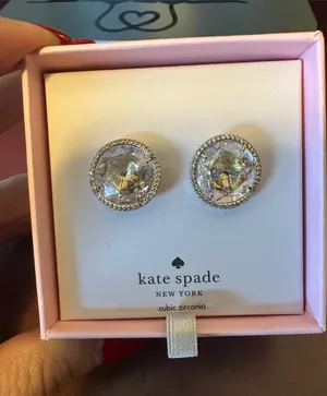 Kate Spade pink sparkley earrings nwt $69 “She Has Spark” in box thumbnail 1