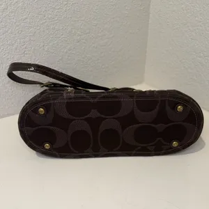 COACH Gallery Metallic Dark Chocolate Bronze Jacquard Signature Studded Tote thumbnail 6