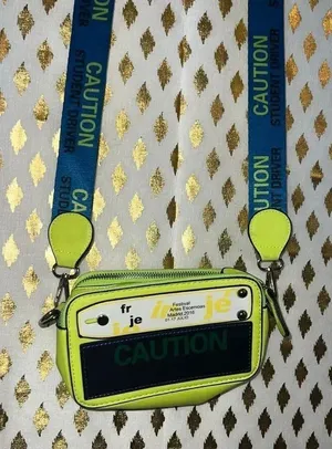 Neon yellow fluorescent green Cross body bag purse Fanny pack caution student dr thumbnail 1