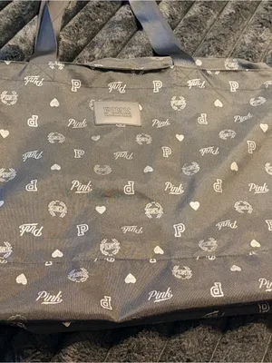 PINK Victoria's Secret Black Logo-Print Weekend Tote thumbnail 4