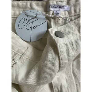 Cloud Ten White Denim Rhinestone Fringe Cuffed High Waisted Shorts Large NEW thumbnail 10
